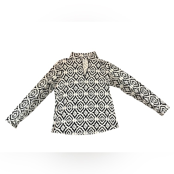 IBKUL Doreen Print Long Sleeve Mock Neck Top -Black and White Size Medium UPF50 - Picture 3 of 8